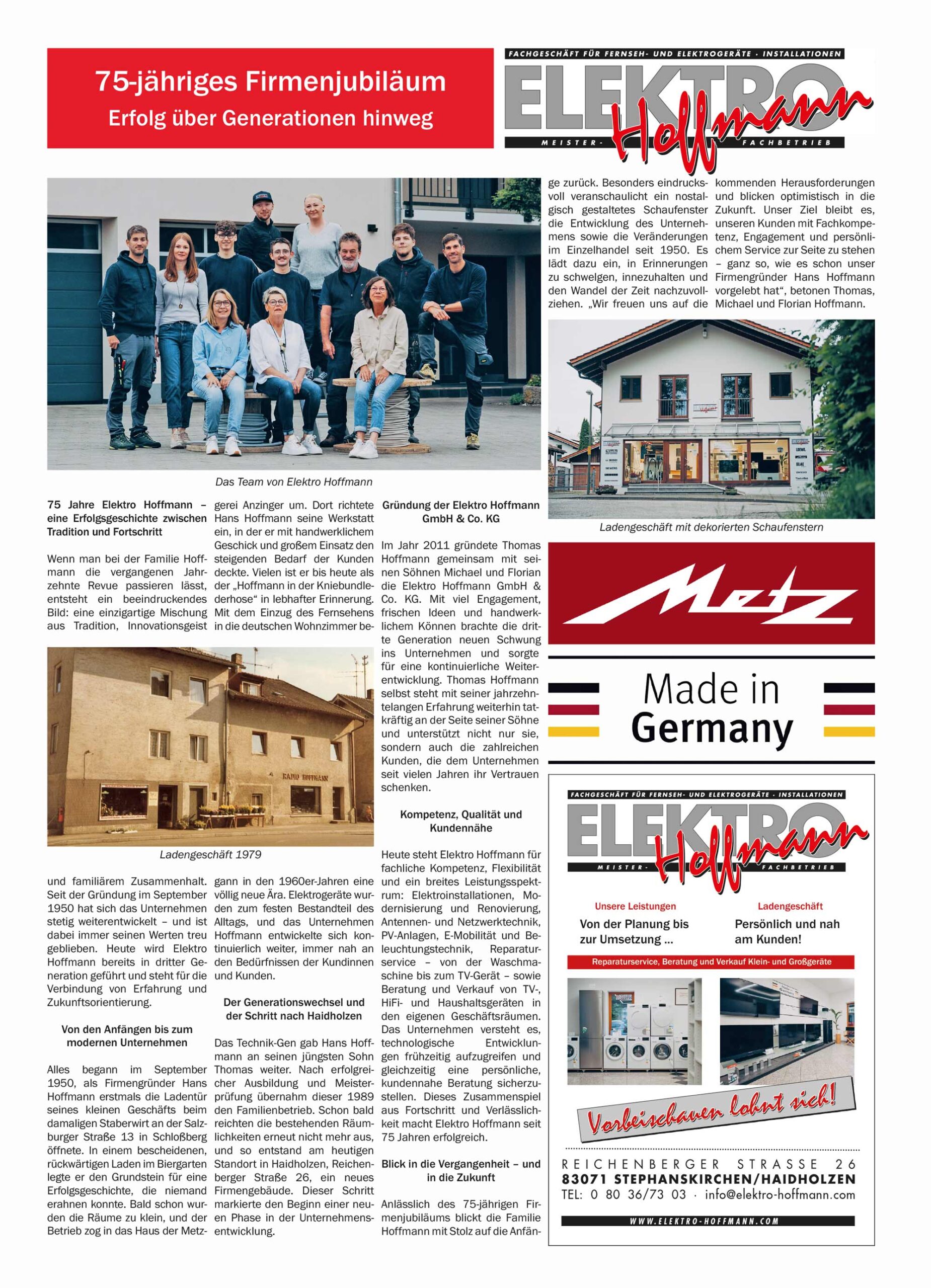 75-jähriges Firmenjubiläum Elektro Hoffmann